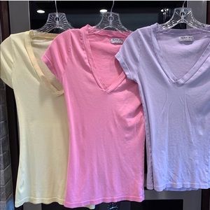 Bundle of 3 Michael Stars Deep V T Shirts